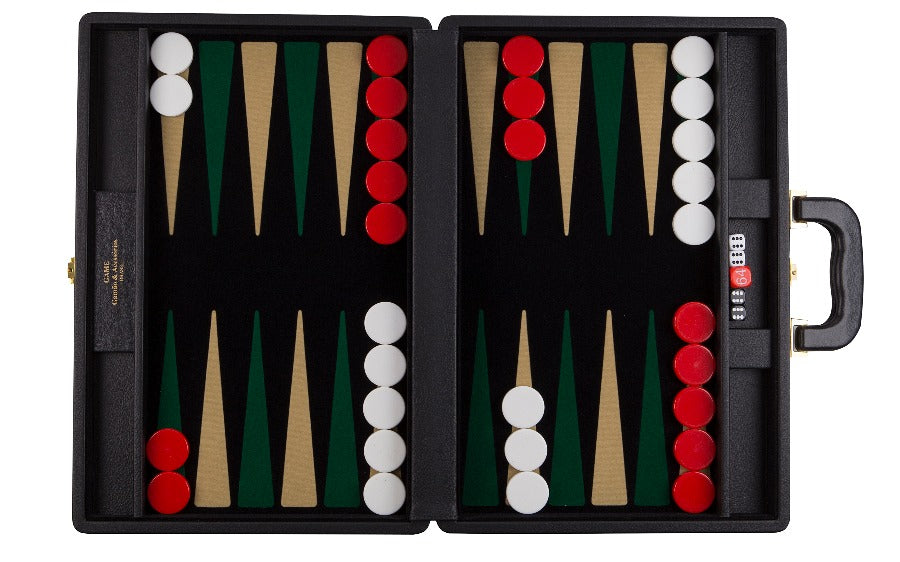 Jogo de Gamão Standard - Cód. ST-20VM/BR - Preto x Verde/Bege