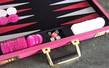 Jogo de Gamão PRO 43mm - Cód.PRO43 - De Luxe - Couro Pink/Merino Felt