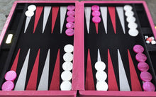 Jogo de Gamão PRO 43mm - Cód.PRO43 - De Luxe - Couro Pink/Merino Felt