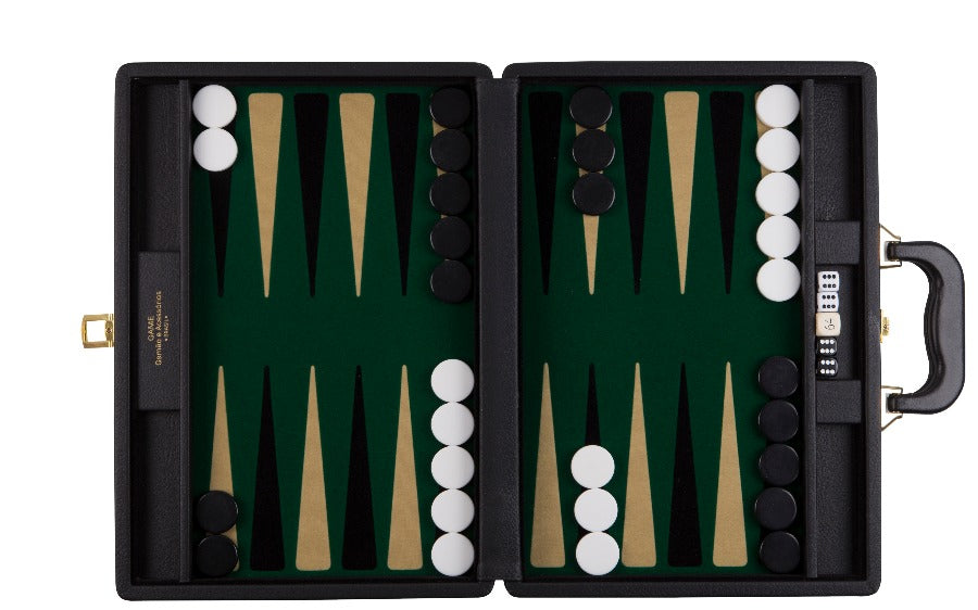 Jogo de Gamão Médio - Cód.MD-21PR/BR - Verde x Preto/Bege