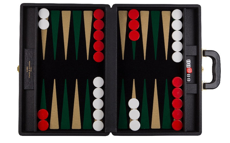 Jogo de Gamão Standard - Cód. ST-20VM/BR - Preto x Verde/Bege